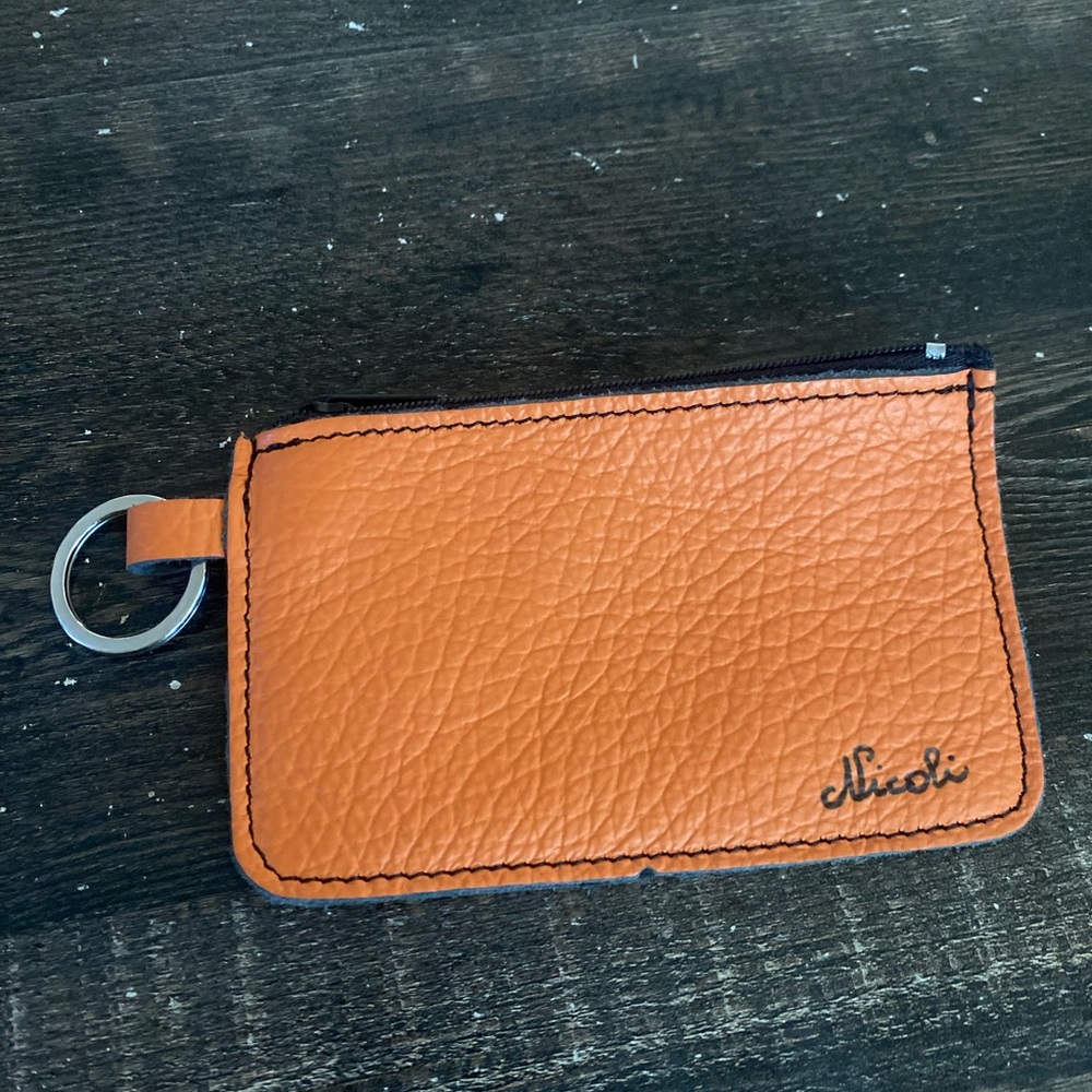 Nicoli Orange Leather Keychain Wallet